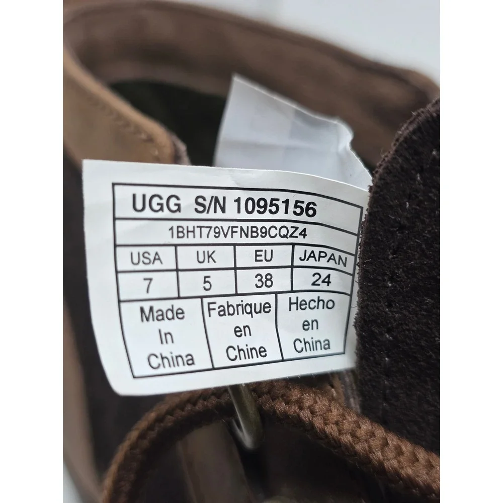 UGG Cecile Waterproof Duck Boots Stout Brown Leather Lace Up 1095156 Womens Sz 7